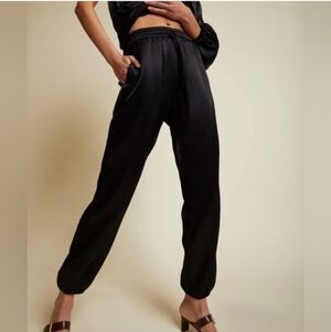 Nation LTD Del Dressed Up Lounge Pant In Black Satin